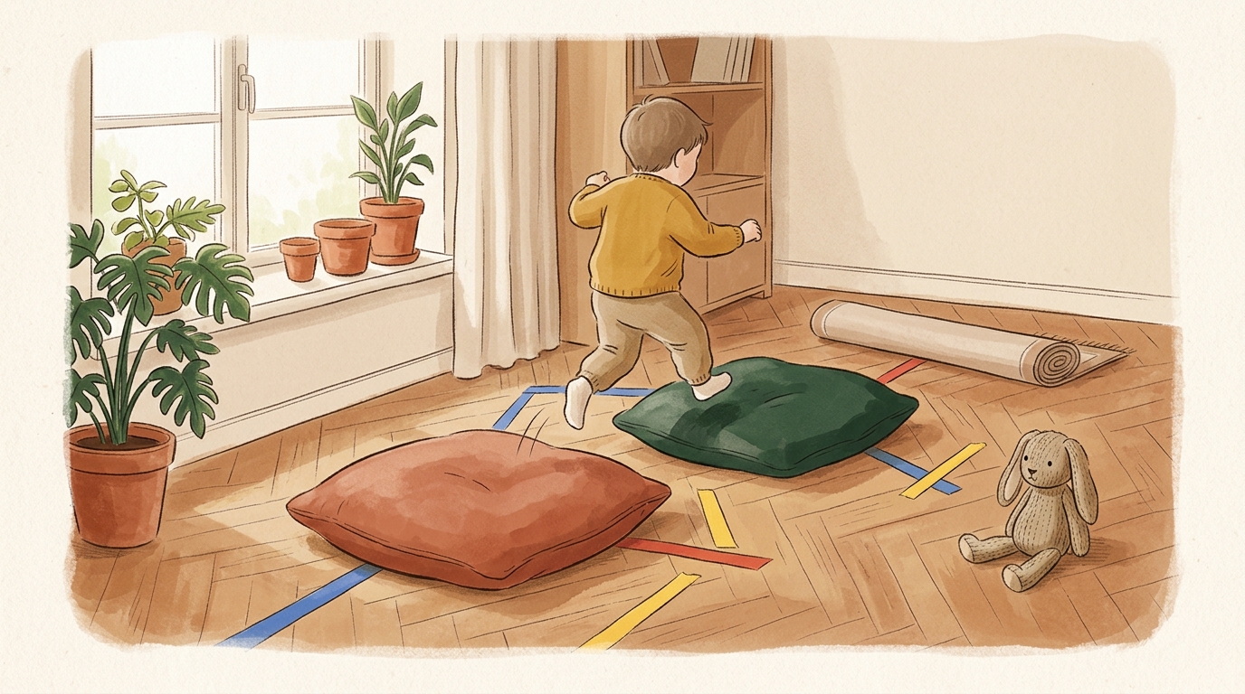 Percorsi motori in casa: quando "il pavimento è lava!"